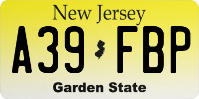 NJ license plate A39FBP