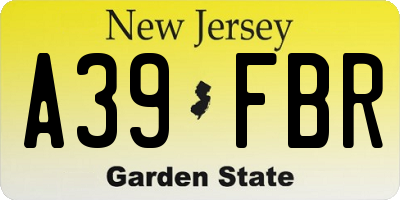 NJ license plate A39FBR