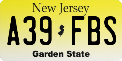 NJ license plate A39FBS