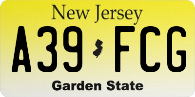 NJ license plate A39FCG