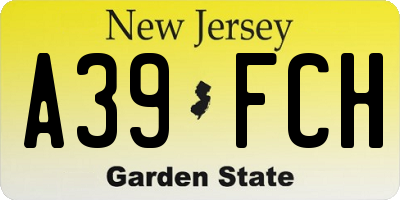 NJ license plate A39FCH