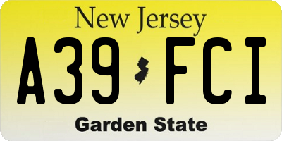 NJ license plate A39FCI