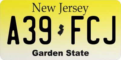 NJ license plate A39FCJ