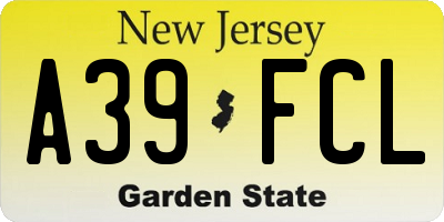 NJ license plate A39FCL