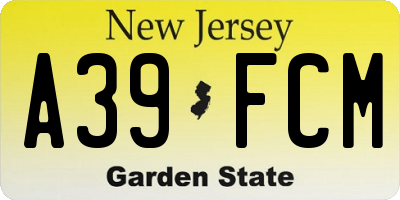 NJ license plate A39FCM
