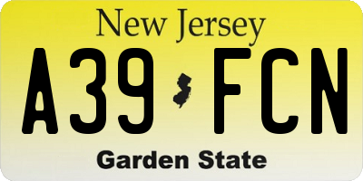 NJ license plate A39FCN