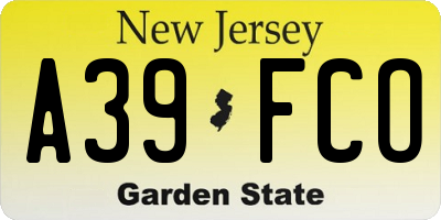 NJ license plate A39FCO