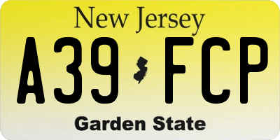NJ license plate A39FCP