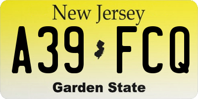NJ license plate A39FCQ