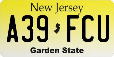 NJ license plate A39FCU