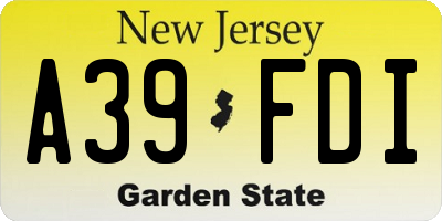 NJ license plate A39FDI