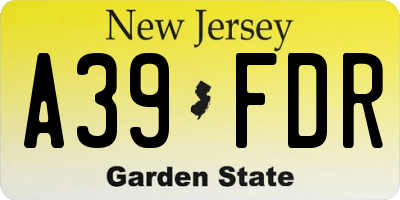 NJ license plate A39FDR