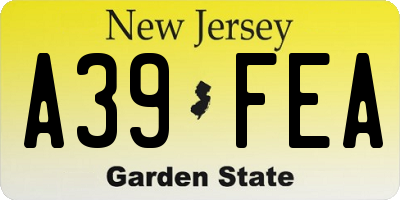 NJ license plate A39FEA