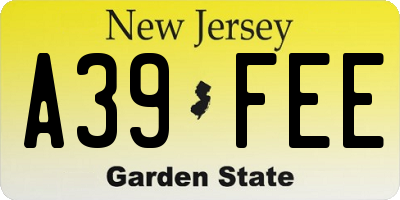 NJ license plate A39FEE