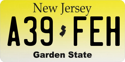 NJ license plate A39FEH