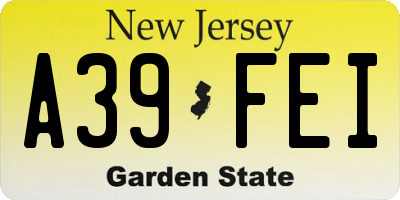 NJ license plate A39FEI