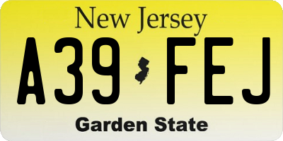 NJ license plate A39FEJ