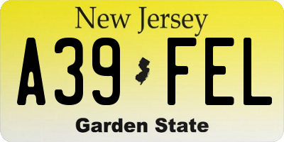 NJ license plate A39FEL