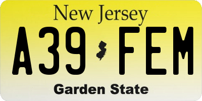 NJ license plate A39FEM