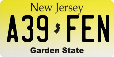 NJ license plate A39FEN