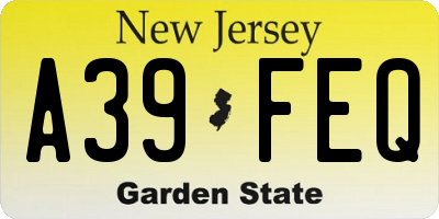 NJ license plate A39FEQ