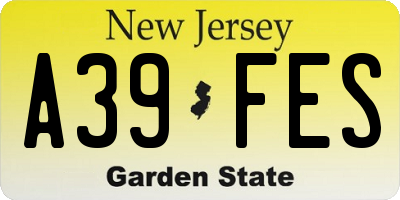 NJ license plate A39FES