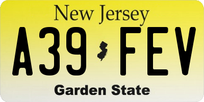 NJ license plate A39FEV
