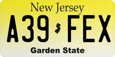 NJ license plate A39FEX