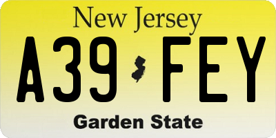 NJ license plate A39FEY