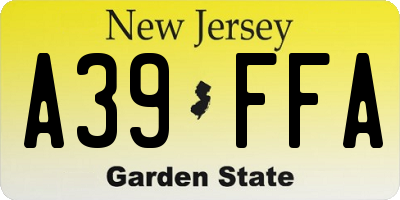 NJ license plate A39FFA