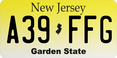 NJ license plate A39FFG