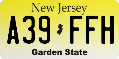 NJ license plate A39FFH