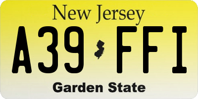 NJ license plate A39FFI