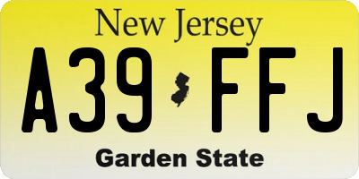 NJ license plate A39FFJ