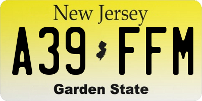 NJ license plate A39FFM