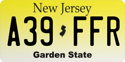 NJ license plate A39FFR