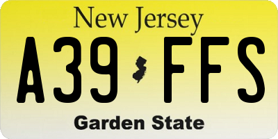 NJ license plate A39FFS