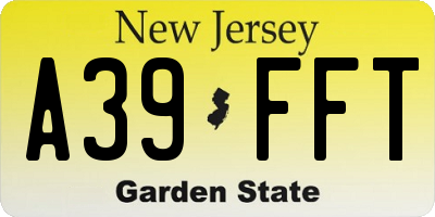 NJ license plate A39FFT