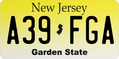 NJ license plate A39FGA