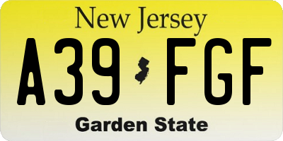 NJ license plate A39FGF