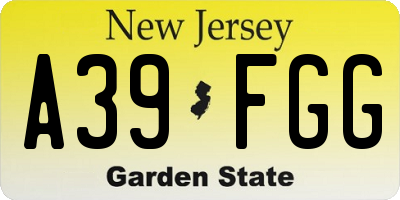 NJ license plate A39FGG