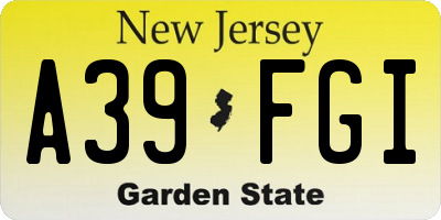 NJ license plate A39FGI