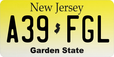 NJ license plate A39FGL