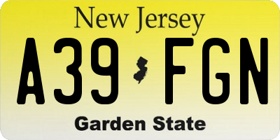 NJ license plate A39FGN