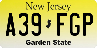NJ license plate A39FGP