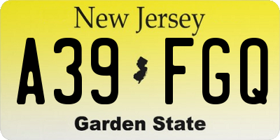 NJ license plate A39FGQ
