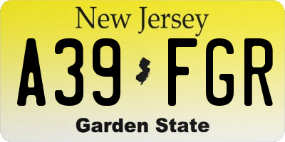NJ license plate A39FGR