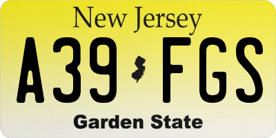 NJ license plate A39FGS