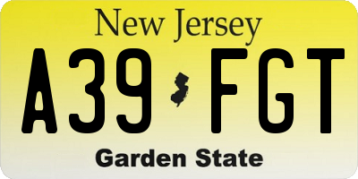 NJ license plate A39FGT
