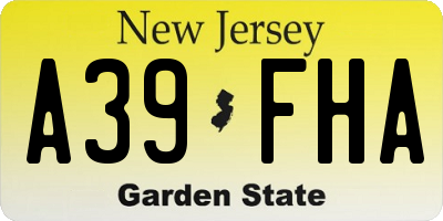 NJ license plate A39FHA